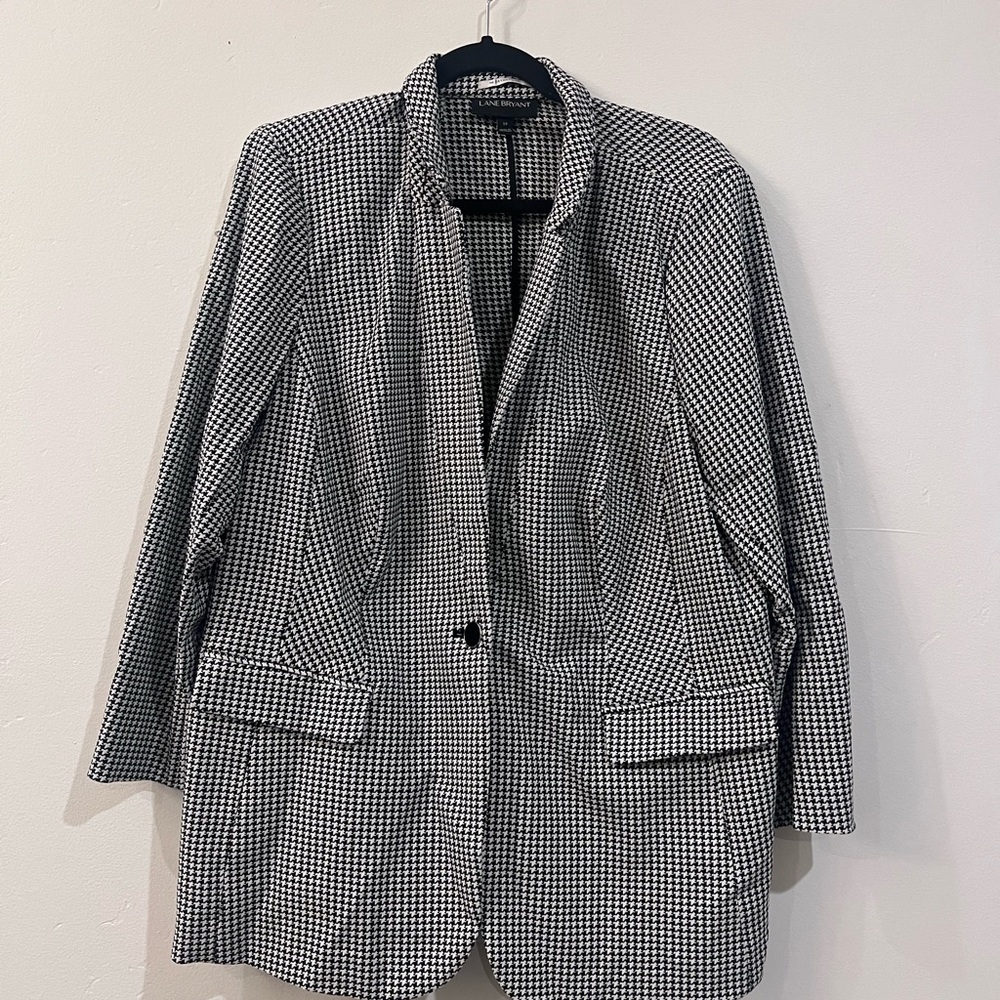 Lane Bryant Black and White Houndstooth Blazer
